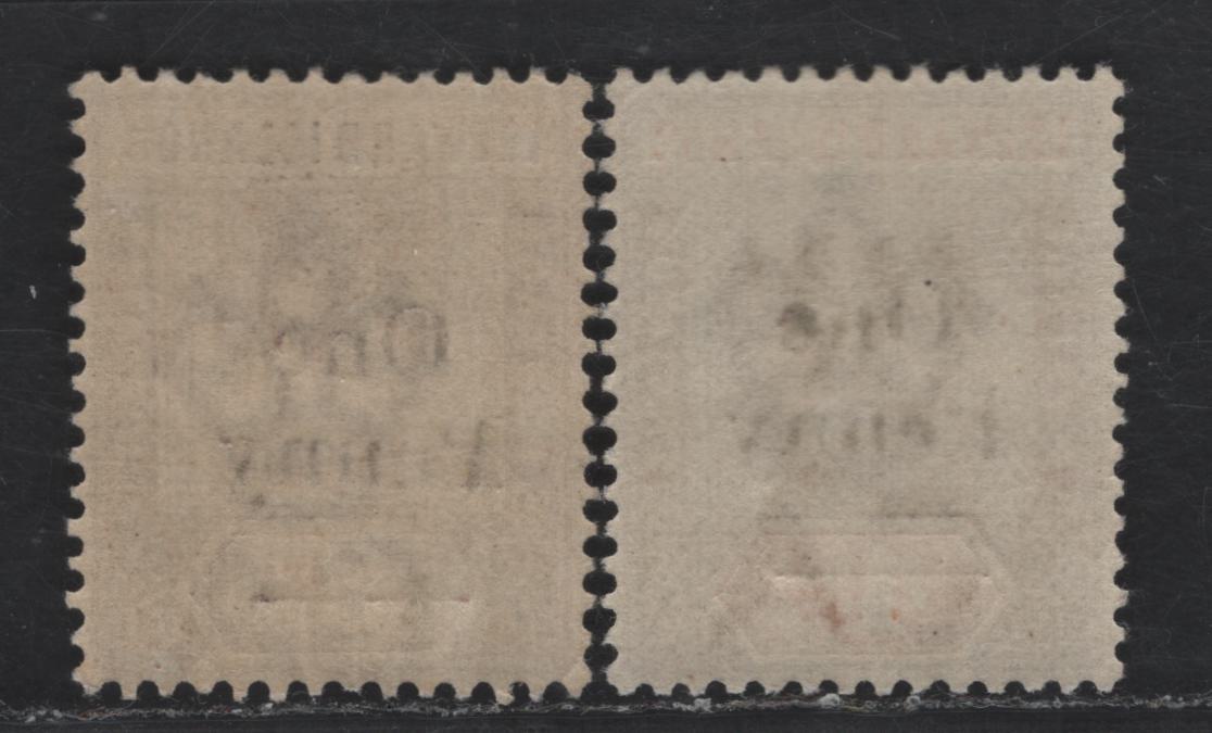 Lot 88 Leeward Islands SG#17-18 1d on 4d - 1d on 6d Dull Mauve & Orange - Dull Mauve & Brown Queen Victoria, 1902 Surcharge Issue, 2 VFNH Singles