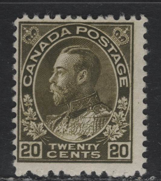Lot 9 Canada #119c 20c Dark Olive Green King George V, 1911-1925 Admiral Issue, A FOG Single, Glossy Ink, Normal Frameline.