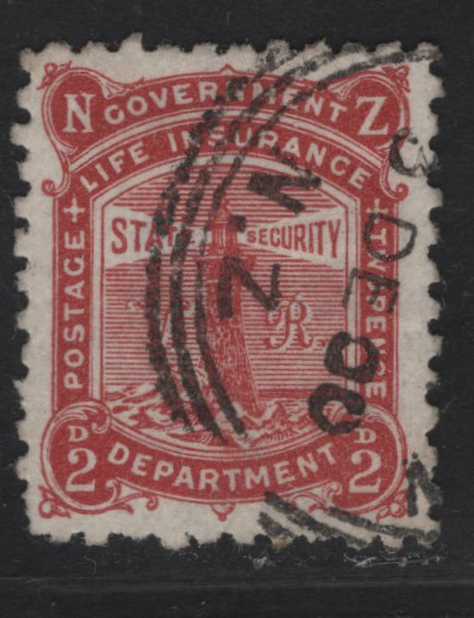 Lot 107 (C) New Zealand SG#L15 2d Brown Red Lighthouse, 1891-1898 Life Insurance Department, A Very Fine Used Single, Perf 11