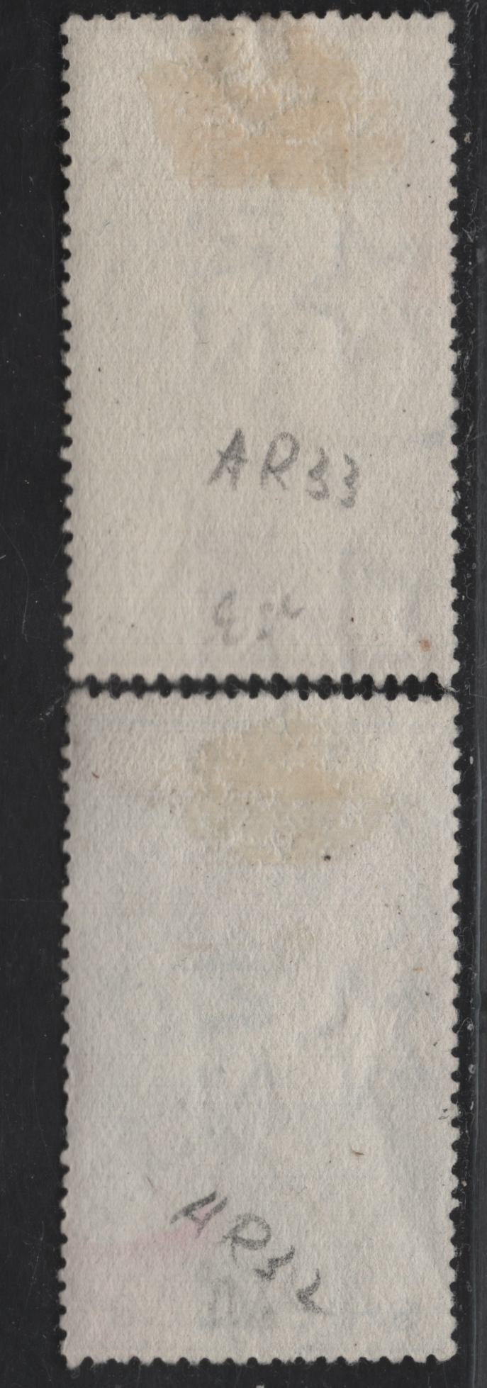 Lot 115 (C) New Zealand SG#F111-F112 2/- - 2/6 Gray Brown - Deep Blue Queen Victoria, 1913-1921 Postal Fiscal Issue, 2 Fine Used Singles, Perf 14.5x14, De la Rue Paper