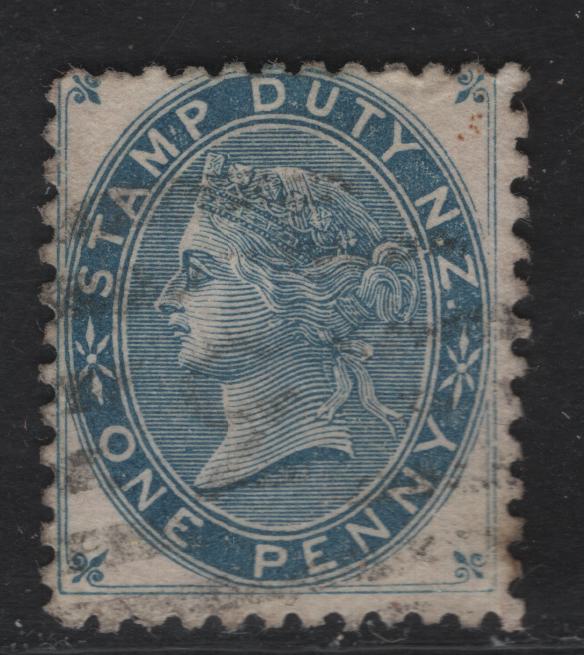 Lot 116 (C) New Zealand SG#F2 1d Blue Queen Victoria, 1882 Postal Fiscal Small Sideface Issue, A Very Good Used Single, Perf12x11.5