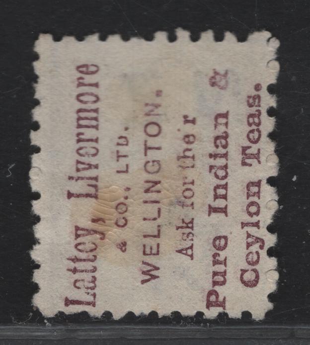Lot 121  SG#222d 4d Green Queen Victoria, 1891-1895 Queen Victoria Second Sideface Issue, A Fine Used Single, Perf 10, Brown Purple Advert On Back