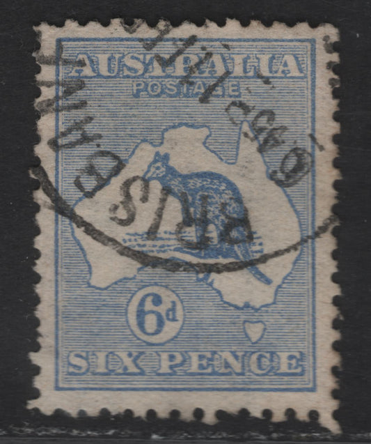 Lot 141 Australia SG#9 6d Ultramarine Kangaroo & Map, 1913-1914 Kangaroo & Map 1st Issue, A Very Fine Used Single, First Wmk, Die 2