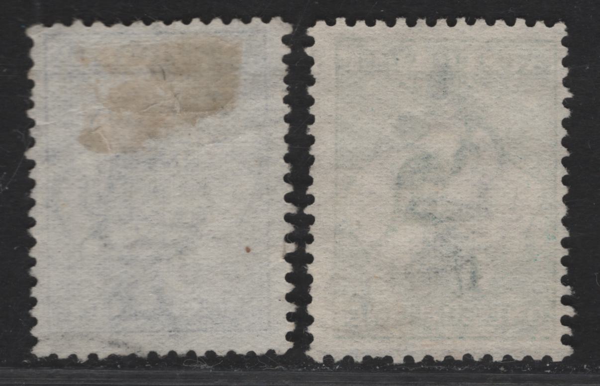 Lot 143 Australia SG#9, 11 6d - 1/- Ultramarine - Emerald Kangaroo & Map, 1913-1914 Kangaroo & Map 1st Issue, 2 Fine Used Singles, First Wmk