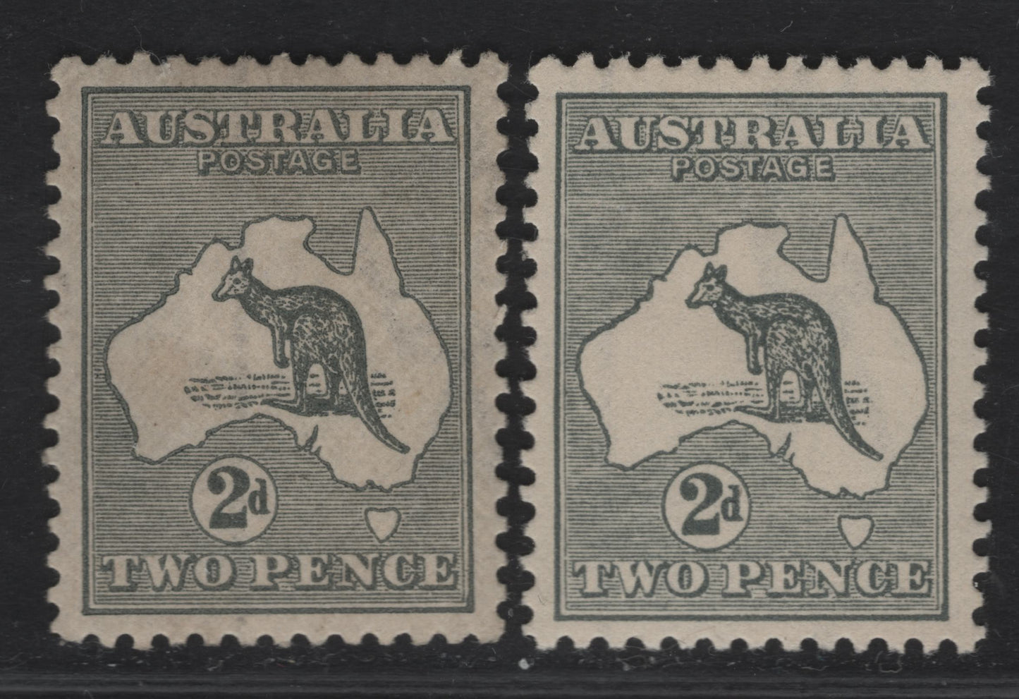 Lot 153 Australia SG#35 2d Gray & Slate Kangaroo & Map, 1915-1927 Kangaroo & Map 3rd Issue, A VFOG Single, 3rd Wmk