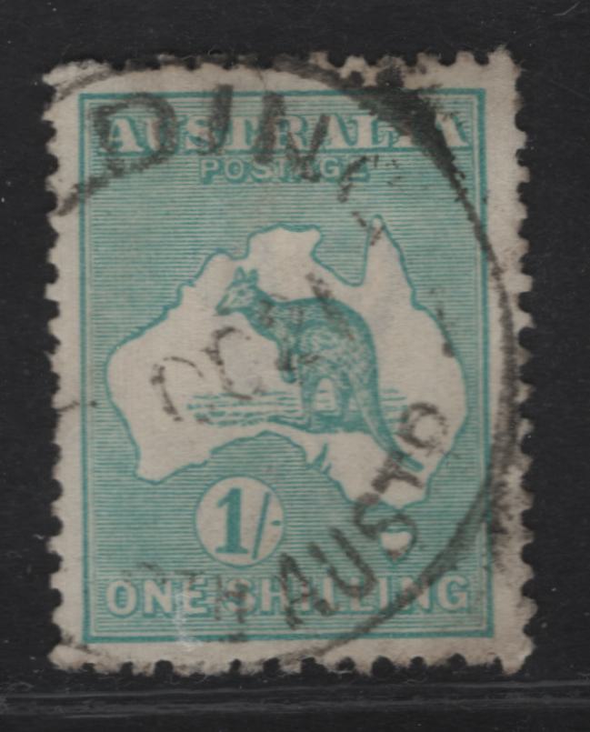 Lot 170 Australia SG#40 1/- Blue Green Kangaroo & Map, 1915-1927 Kangaroo & Map 3rd Issue, A Very Fine Used Singles 3rd Wmk, Die 2,