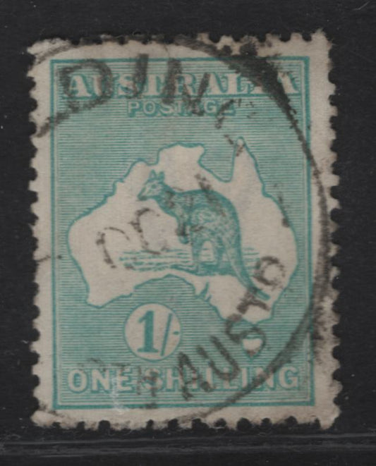 Lot 170 Australia SG#40 1/- Blue Green Kangaroo & Map, 1915-1927 Kangaroo & Map 3rd Issue, A Very Fine Used Singles 3rd Wmk, Die 2,
