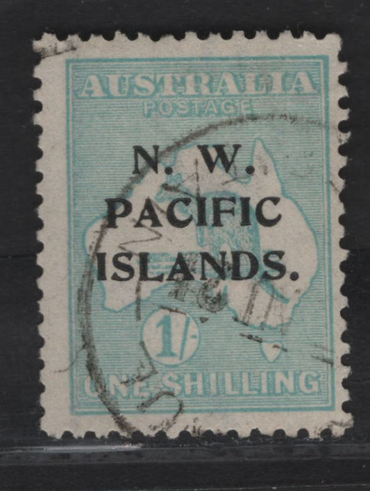 Lot 177 New Guinea SG#113 1/- Pale Emerald Kangaroo & Map, 1918-1922 Kangaroo & Map 3rd Issue, A Fine Used Single, 3rd Wmk, P of Pacific Over Space Between I's of Island