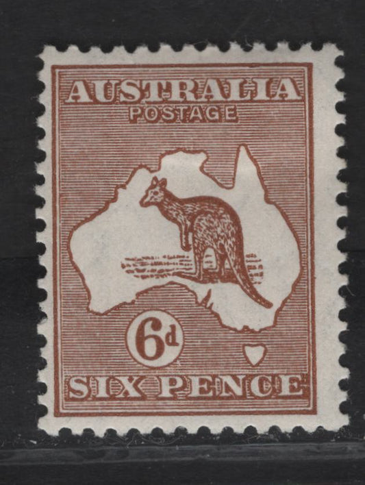 Lot 178 (C) Australia SG#107 6d Chestnut Kangaroo & Map, 1929-1930 Kangaroo & Map Issue, A FOG Single, Small Multiple Wmk