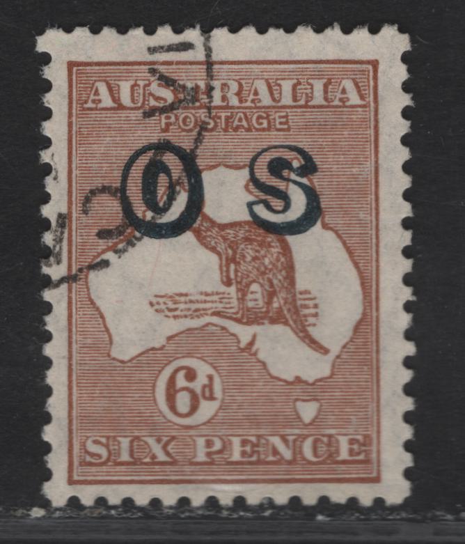 Lot 181 Australia SG#O127 6d Chestnut Kangaroo & Map, 1932-1933 Kangaroo & Map Issue, A Fine Used Single, Small Multiple Wmk