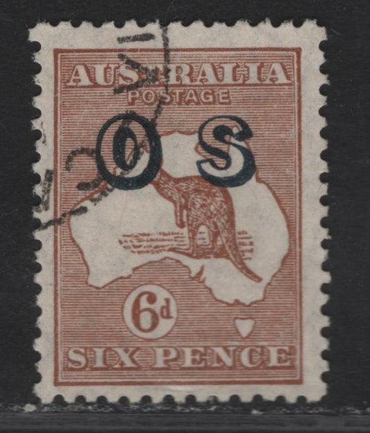 Lot 181 Australia SG#O127 6d Chestnut Kangaroo & Map, 1932-1933 Kangaroo & Map Issue, A Fine Used Single, Small Multiple Wmk
