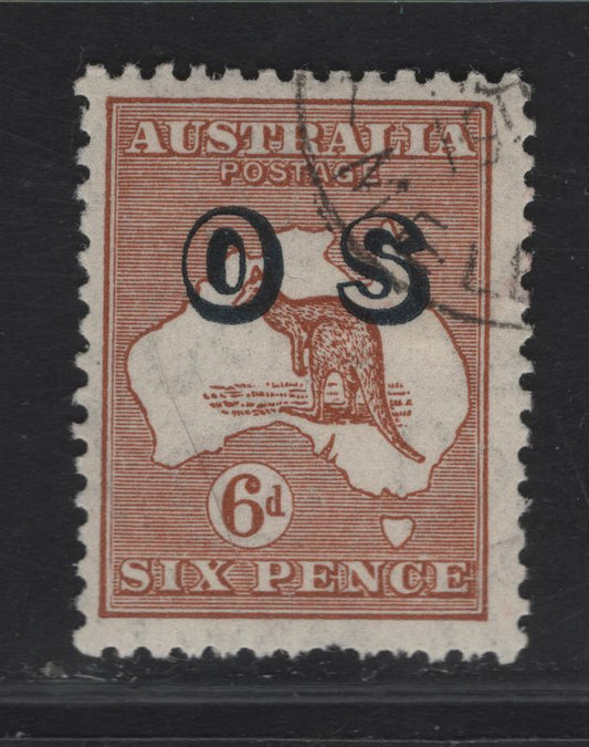 Lot 188 (C) Australia SG#O133 6d Chestnut Kangaroo & Map, 1931-1936 Kangaroo & Map Issue, A VG Used Single, C of A Wmk