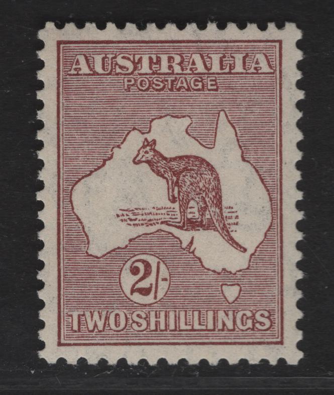 Lot 191 Australia SG#134 2/- Maroon Kangaroo & Map, 1931-1936 Kangaroo & Map Issue, A VFOG Single, Small Multiple Wmk