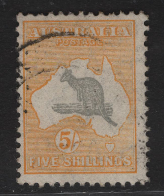 Lot 193 (C) Australia SG#135 5/- Gray & Bright Pale Orange Kangaroo & Map, 1931-1936 Kangaroo & Map Issue, A Fine Used Single, C of A Wmk