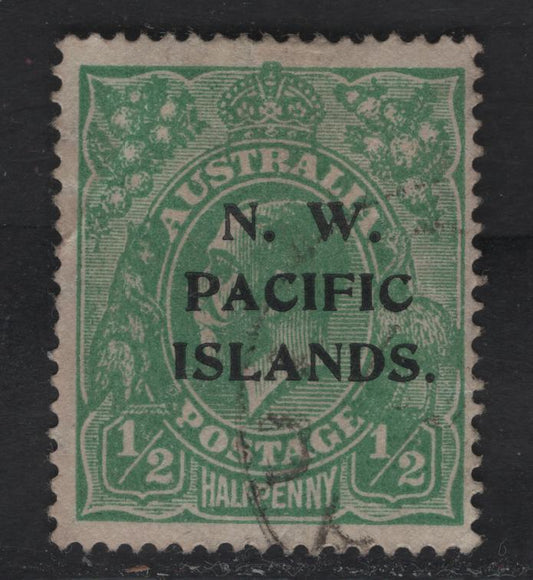 Lot 197 New Guinea SG#119 1/2d Green King George V, 1918-1922 KGV Heads Issue, A Fine Used Single, 'P' of Pacific Over Space Between 'I's' of Islands, Multiple Crown Wmk