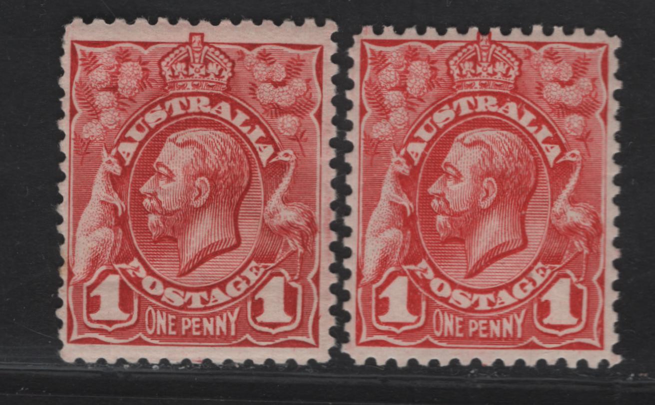 Lot 201 Australia SG#17, 17c 1d Red - Rose Red King George V, 1913-1914 KGV Heads Issue, 2 F/VFOG Singles