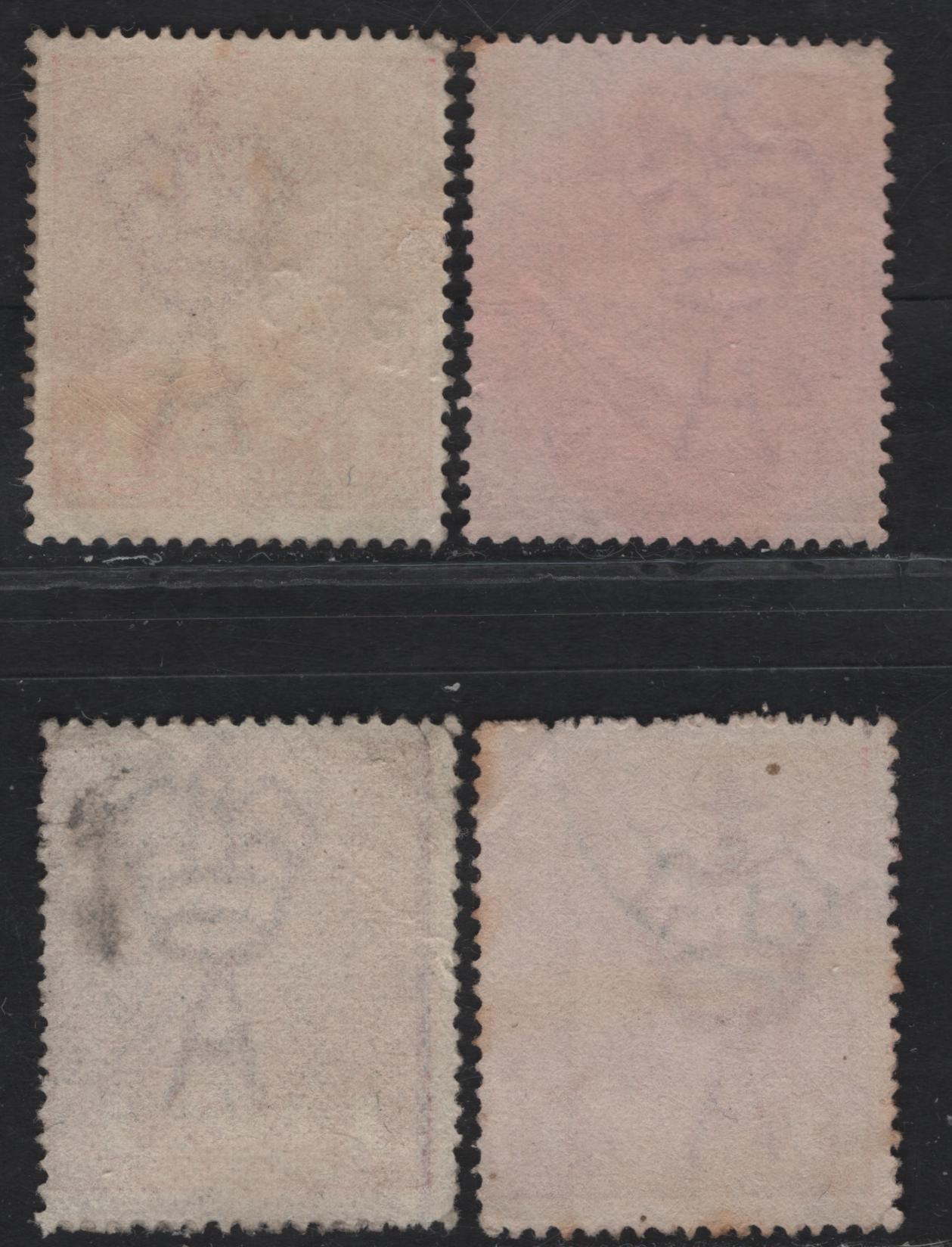 Lot 212 Australia SG#21avar, 47var, 47avar, 47bvar 1d Carmien Red - Rose Red King George V, 1914-1920 KGV Heads Issues, 4 Fine Used Singles, Rose Red Die 1, Perfs 14.25x14 & Comb Perf 14, Doubling of Outer Framelines On At Least One Side.