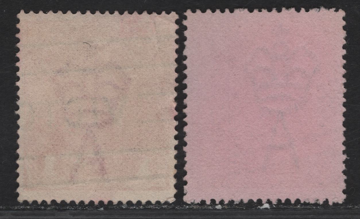 Lot 214 Australia SG#21cvar, 21ce 1d Deep Carmien Red - Carmine Pink King George V, 1914-1920 KGV Heads Issue, 2 Fine Used Singles, Comb Perf 14.25x14, Single Crown Wmk, Scarcer Shades.