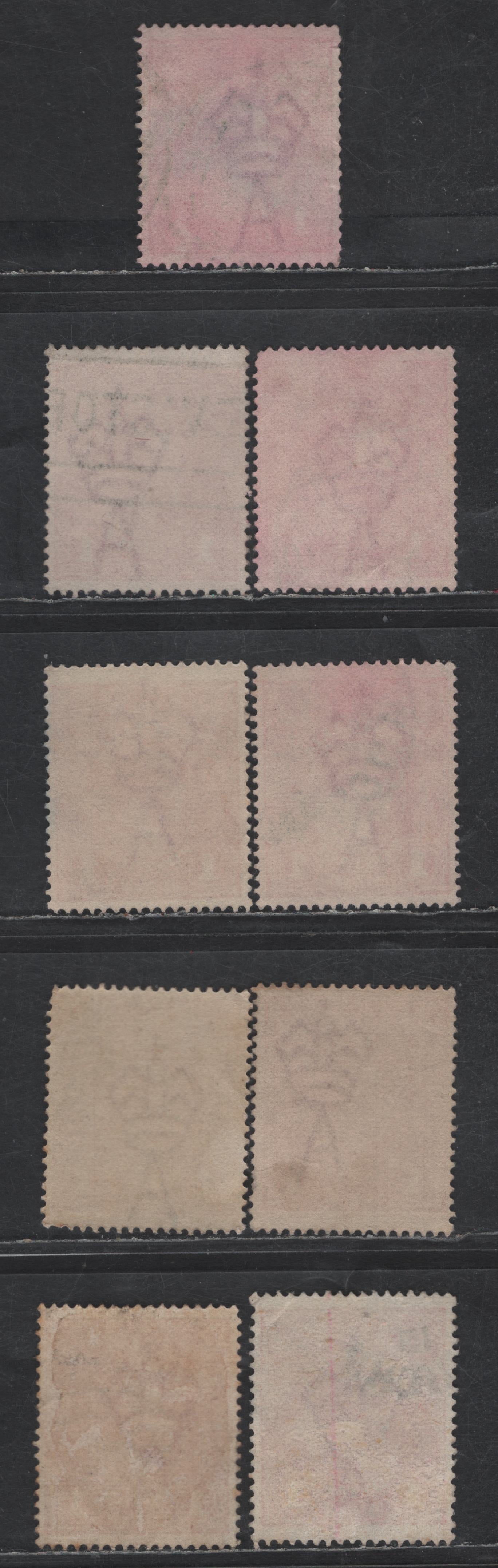 Lot 215 Australia SG#21c, 21cc, 21cd, 21cf 1d Carmine Red - Aniline Carmine King George V, 1914-1920 KGV Heads Issue, 9 Fine/Very Fine Used Singles, Comb Perf 14.25x14, Single Crown Wmk