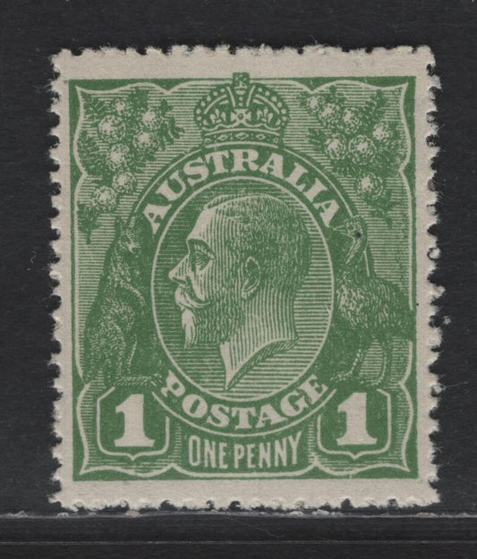 Lot 217 Australia SG#82 1d Sage Green King George V, 1918-1923 KGV Heads Issue, A VFNH Single, Multiple Crown Wmk, Usual Rough Perfs