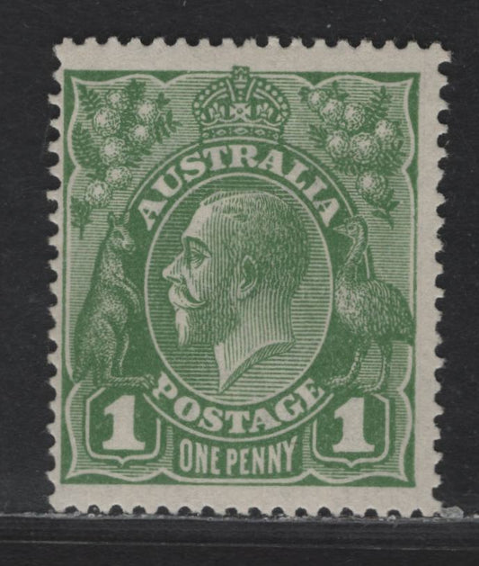 Lot 218 Australia SG#76 1d Sage Green King George V, 1918-1923 KGV Heads Issue, A FOG Single, Single Crown Wmk