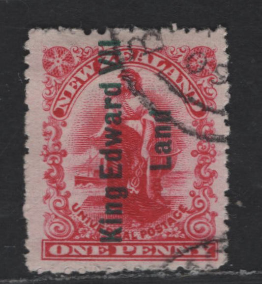Lot 22 New Zealand SG#A1 1d Rose Carmine Woman Standing, 1908 Shackleton Expedition Issue, A Very Fine Used Single, Royale Plate Printing