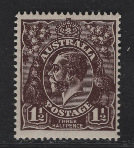 Lot 221 Australia SG#58 1.5d Black Brown King George V, 1918-1923 KGV Heads Issue, A FNH Single, Single Crown Wmk