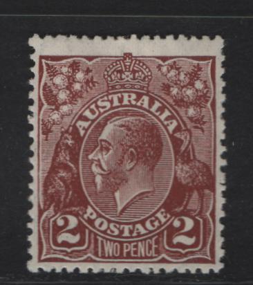 Lot 241 Australia SG#98 2d Red Brown King George V, 1926-1930 KGV Heads Issue, A VFOG Single, Die 2, Small Multiple Wmk