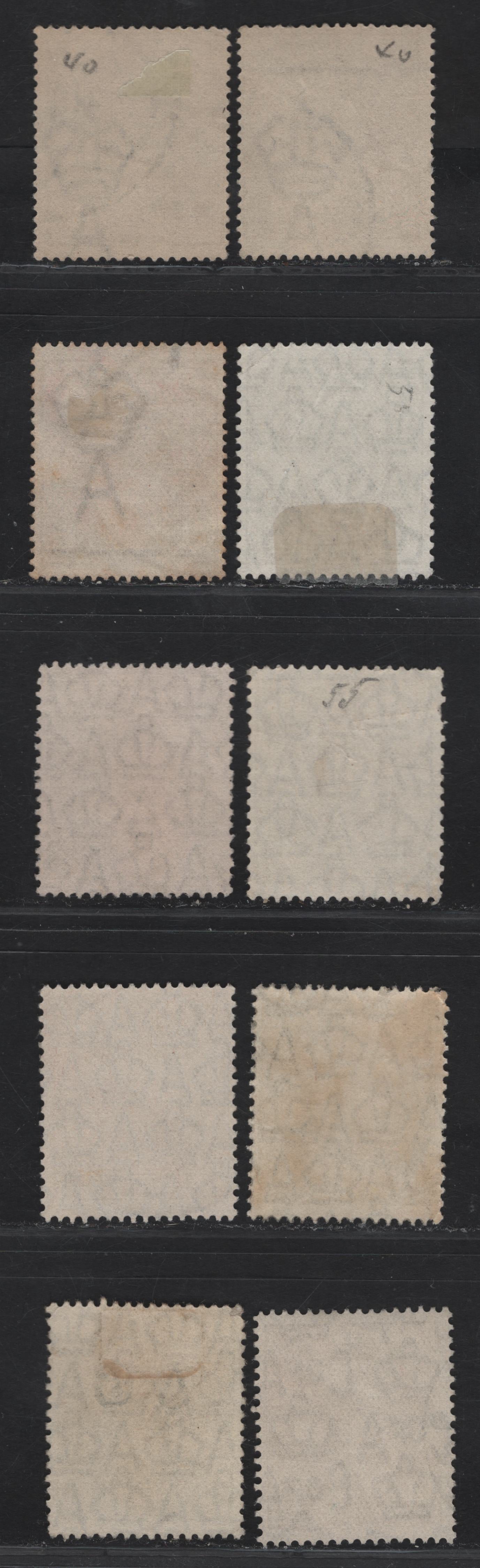 Lot 251 Australia SG#80, 80a, 102, O125, 129 4d Olive Vistre - Pale Olive Green King George V, 1924-1936 KGV Heads Issues, 10 Fine/Very Fine Used Singles, Single Crown, Small Multiple & C of A Wmks, Perf 13.5x12.5, Several Shade Variations.