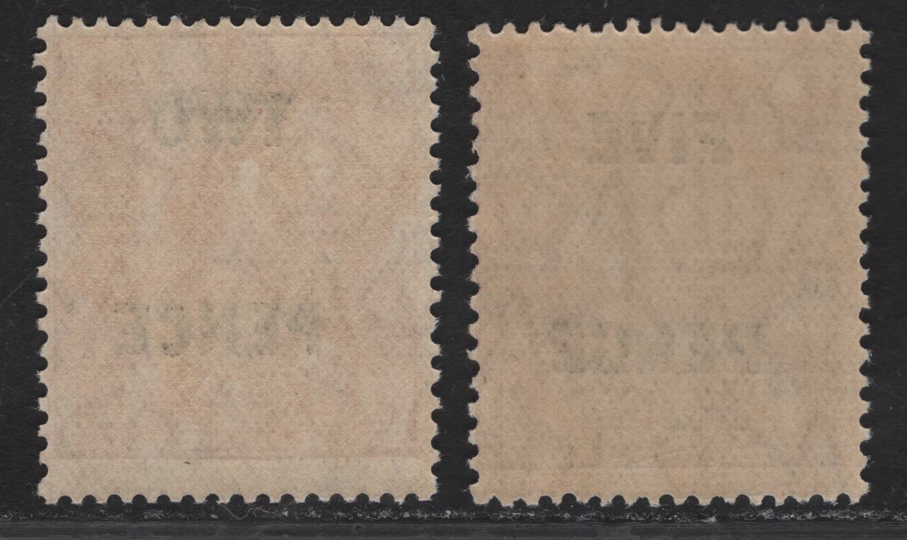 Lot 254 Australia SG#119-120 2d - 5d on 4.5d Golden Scarlet - Violet King George V, 1930 Surcharged KGV Heads Issue, 2 FNH Singles