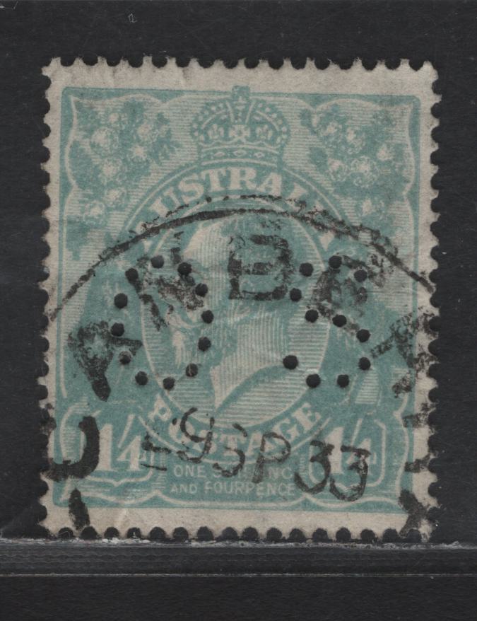 Lot 260 Australia SG#O75 1/4d Pale Blue King George V, 1918-1923 KGV Heads Issue, A Very Good Used Single, Perf OS, Some Internal Wrinkles