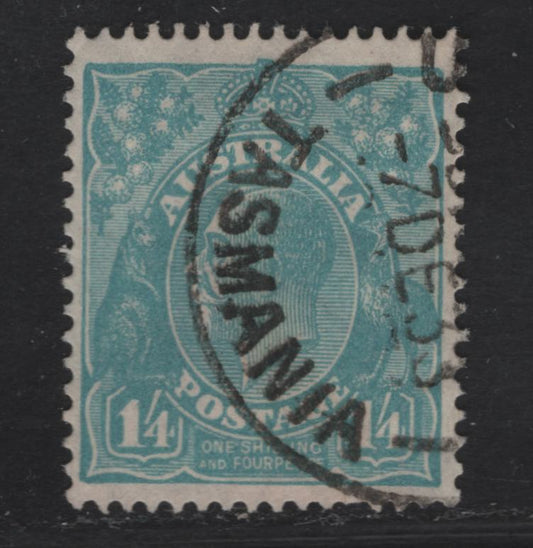 Lot 262 Australia SG#104 1/4d Turquoise King George V, 1926-1930 KGV Heads Issues, A Very Fine Used Single, Small Multiple Wmk, Perf 13.5x12.5