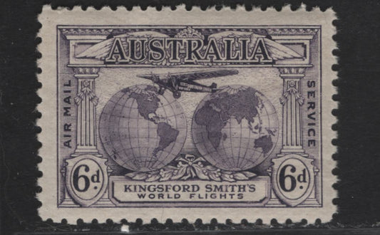 Lot 273 Australia SG#123 6d Violet Fokker F VIIs, 1931 Kingsford Smiths Flights Issue, A VFNH Single