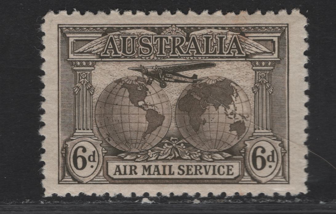 Lot 274 Australia SG#139 6d Sepia Fokker F VIIs, 1931 Kingsford Smiths Flights Issue, A VFNH Single