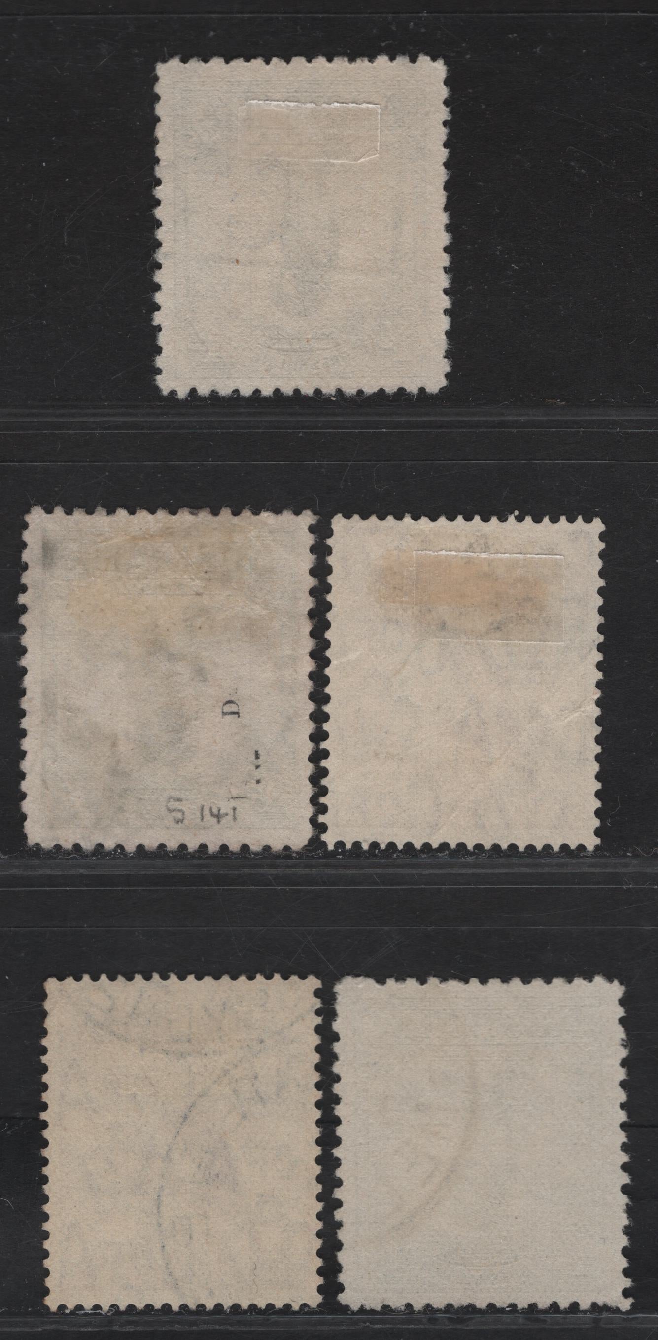 Lot 286 (C)  Australia SG#140, 146 1/- - 6d Green - Red brown Lyrebird - Kookaburra, 1932 Lyrebird - Kookaburra Definitives, 5 Very Fine Used Singles, 3 Different Shades Of 1/- That Are Not The Listed Yellow Green, Two of The 6d