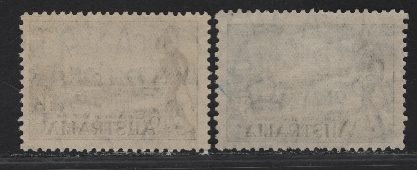 Lot 293 Australia SG#148a-149a 3d- 1/- Blue - Black Melbourne & R Yarra, 1934 Victoria Centenary Issue, 2 FNH Singles, Perf 11.5
