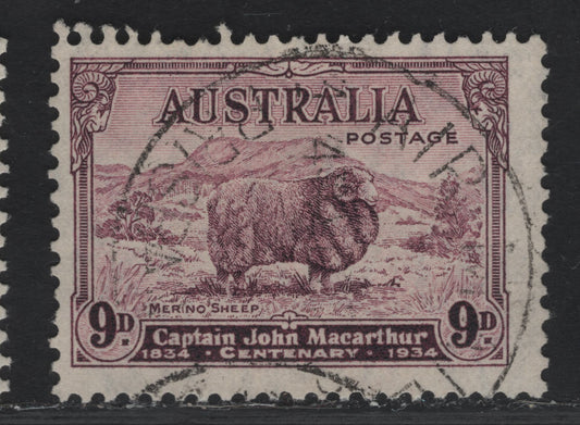 Lot 298 (C) Australia SG#152 9d Purple Merino Ram, 1934 Macarthur Issue, A Fine Used Single