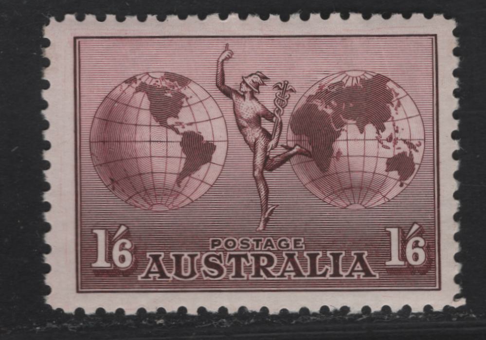 Lot 302 (C) Australia SG#153 1/6d Dull Purple Hermes, 1934 Hermes Airmail Issue, A VFNH Single, Unwatermarked, Perf 11