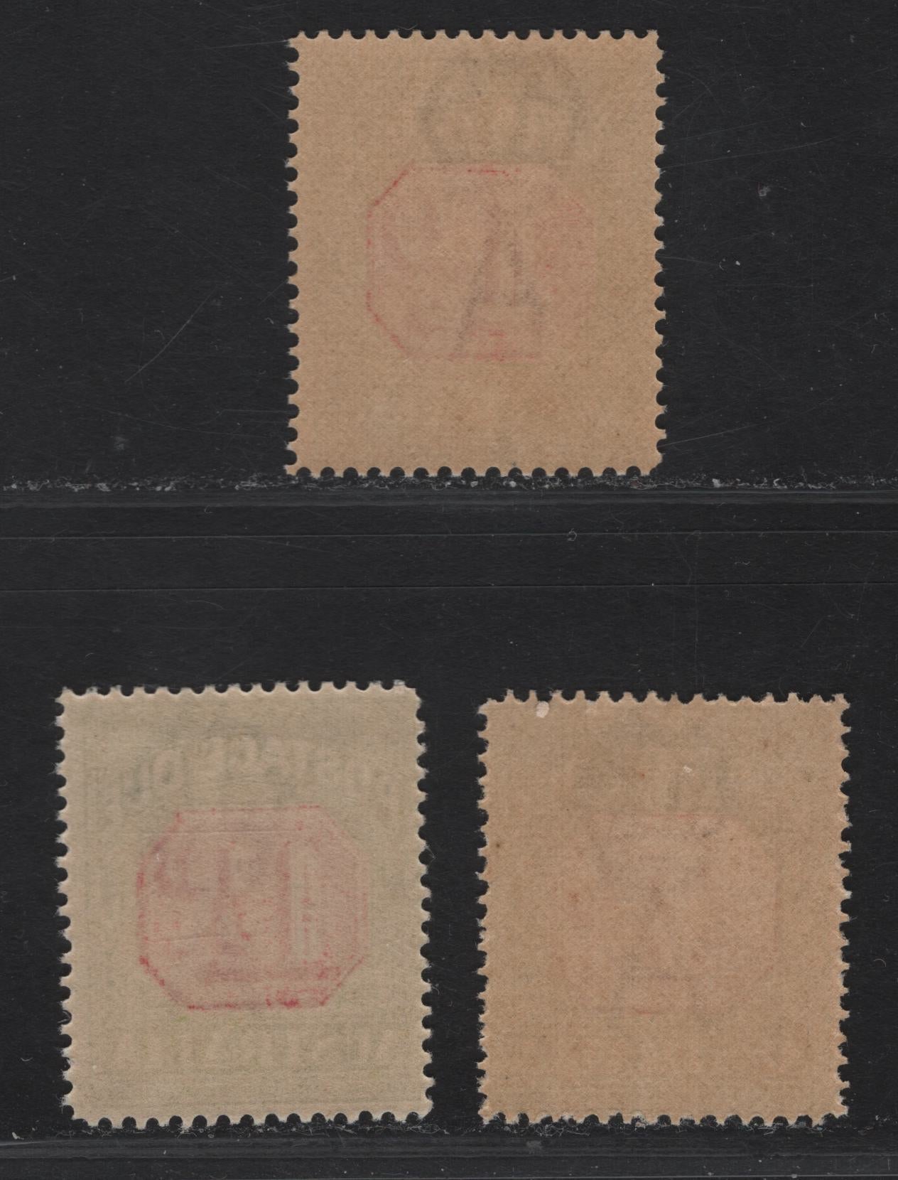 Lot 312 Australia SG#D92-D94 1d - 2d Carmine & Yellow Green Numerals, 1922-1930 Postage Dues, 3 F/VFNH Singles, Crown Over A Wmk, Perf 14, Pen Cancelled.