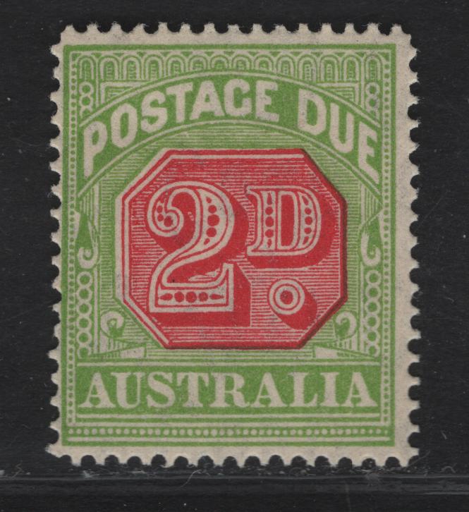 Lot 314 Australia SG#D102 2d Carmine & Yellow Green Numerals, 1931-1936 Postage Dues, A VFNH Single, C of A Wmk, Perf 14