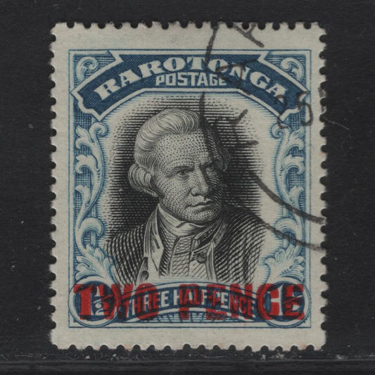 Lot 321 Cook Islands SG#93 2d on 1.5d Black & Blue Capt. Cook, 1931 Surcharged Issue, A Very Fine Used Single, Unwatermarked