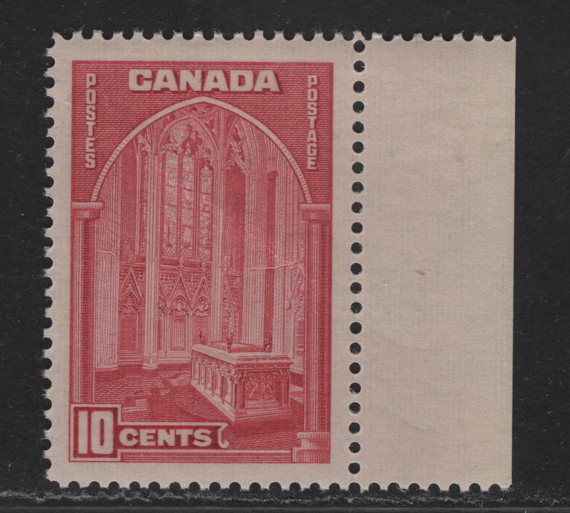 Lot 327 Canada #241a 10c Carmine Rose Memorial Chamber, 1938 Pictorial Issue, A XFNH Single Paper/Gum Type CBN-A. Large Even Margins