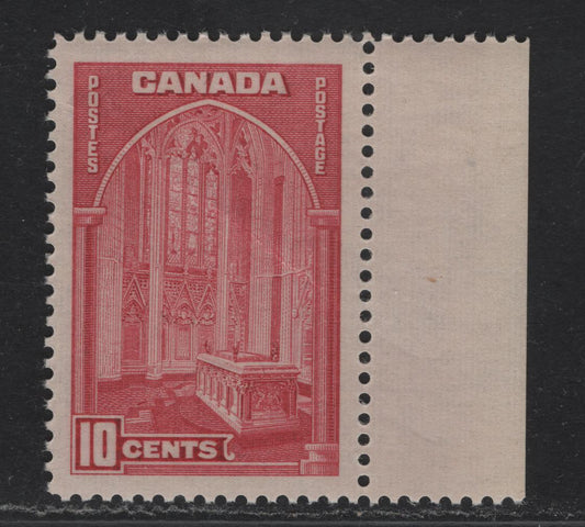 Lot 327 Canada #241a 10c Carmine Rose Memorial Chamber, 1938 Pictorial Issue, A XFNH Single Paper/Gum Type CBN-A. Large Even Margins
