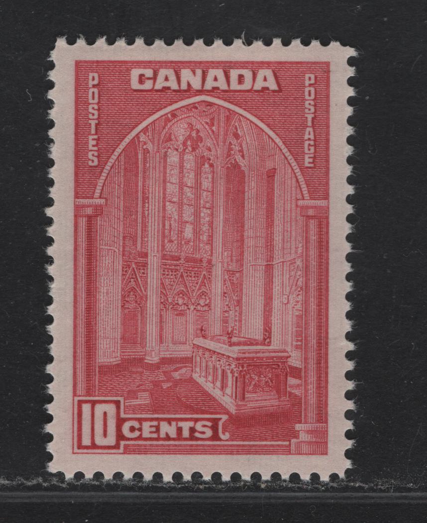 Lot 331 Canada #241a 10c Brighter Carmine Rose Memorial Chamber, 1938 Pictorial Issue, A VFOG Single With Paper/Gum Type CBN-A