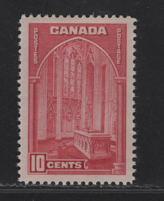 Lot 331 Canada #241a 10c Brighter Carmine Rose Memorial Chamber, 1938 Pictorial Issue, A VFOG Single With Paper/Gum Type CBN-A