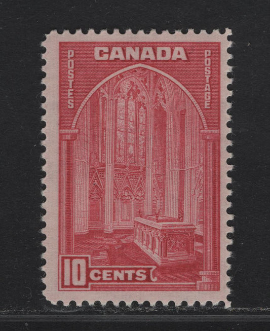 Canada #241a 10c Deep Bright Carmine Rose Memorial Chamber, 1938 Pictorial Issue, A FOG Single With Paper/Gum Type CBN-A