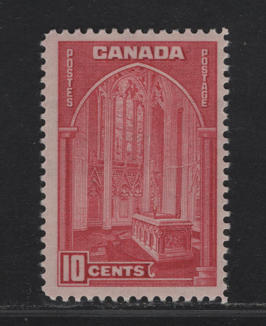 Lot 332 Canada #241a 10c Deep Bright Carmine Rose Memorial Chamber, 1938 Pictorial Issue, A FOG Single With Paper/Gum Type CBN-A