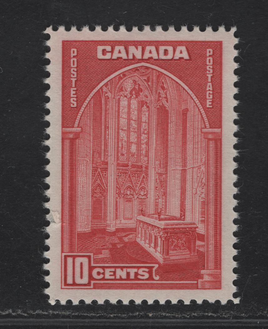Lot 333 Canada #241 10c Bright Carmine Memorial Chamber, 1938 Pictorial Issue, A VGNH Single With Paper/Gum Type CBN-B