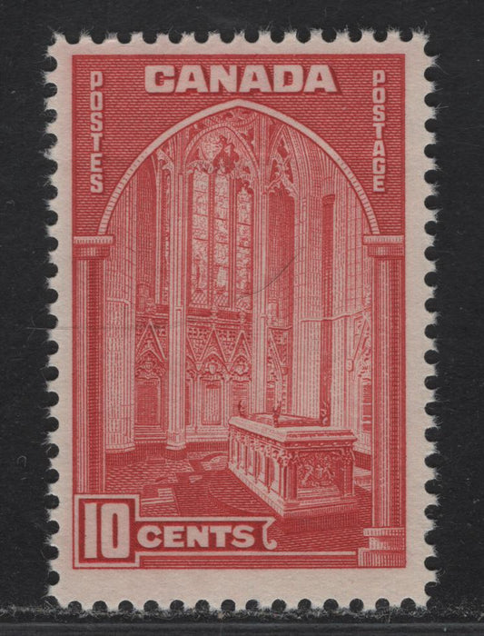 Lot 338 Canada #241 10c Carmine Memorial Chamber, 1938 Pictorial Issue, A FNH Single With Paper/Gum Type CBN-D, Perf 11.8x11.9. A Scarce Printing; The Only Example We Have Found So Far