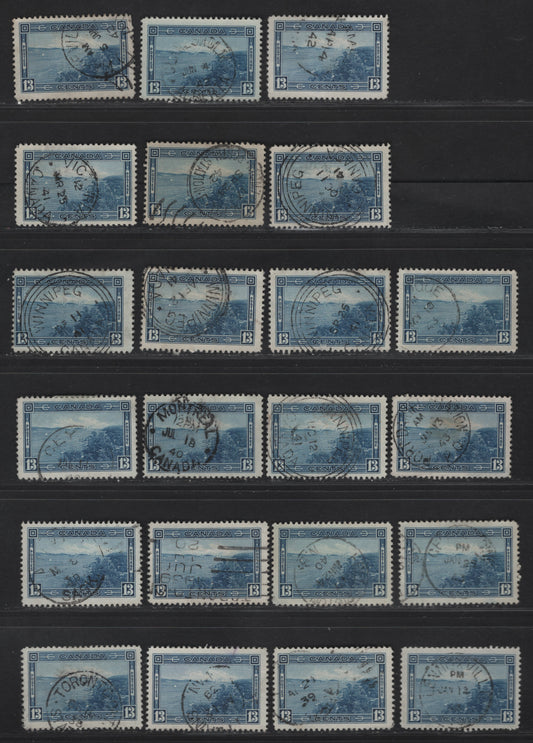 Lot 365 Canada #242 13c Deep Blue Halifax Harbor, 1938 Pictorial Issue, 22 Fine/Very Fine Used Singles, Dated Copies, Unsorted As To Paper Types